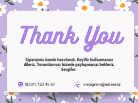 Papatya Desenli Teşekkür Kartı
