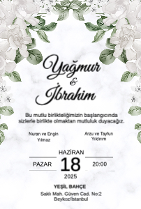 Beyaz Güller Lüx Davetiye