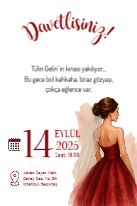 BRIDE PARTY&KINA&NİKAH&DÜĞÜN DAVETİYESİ