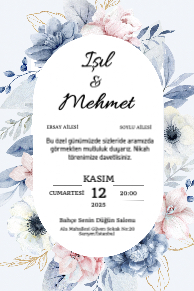 Lüx Çiçekli Davetiye