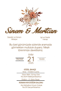Çiçekli Modern Şık Davetiye