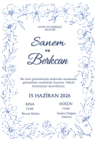 çiçekli Modern Şık Davetiye 0002