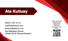 Kırmızı Kurumsal Çift Yönlü Kartvizit 0033