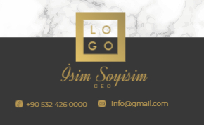 Şıklığı ve doğallığı yansıtan mermer dokulu, siyah altın detaylı modern kartvizit şablonu