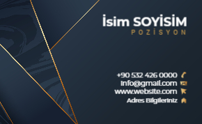 Lacivertin derinliği ile altının lüksünü birleştiren kurumsal kartvizit tasarımı.