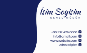 Güvenilir bir imaj çizen lacivert ve beyaz renklerin hakim olduğu kurumsal kartvizit tasarımı
