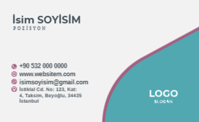 Pastel tonların kavisli tasarımla buluştuğu sade ve şık kurumsal kartvizit şablonu.