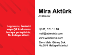 kırmızı Kurumsal Çift Yönlü Kartvizit 0036