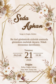 Çiçekli Modern Şık Davetiye 0003