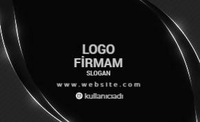 Siyahın asaleti ile teknolojik çizgileri buluşturan parlak gümüş hatlı kurumsal kartvizit tasarımı.