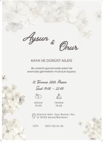 Sade ve şık çiçeklerle özel bir davet.