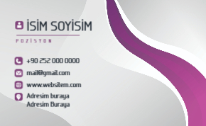 Akıcı mor dalga akışıyla zarif ve modern bir etki yaratan profesyonel kurumsal kartvizit tasarımı.