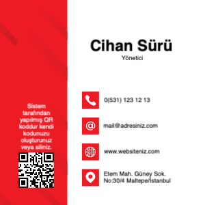 kırmızı Kurumsal Çift Yönlü Kartvizit 0044