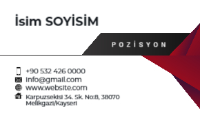 Dinamik geometrik katmanlarla güçlendirilmiş kırmızı-siyah uyumlu kurumsal kartvizit tasarımı.